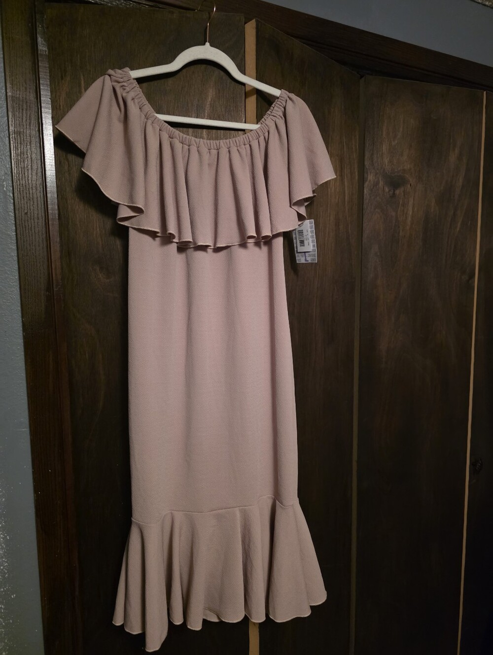 LuLaRoe Dusty Rose Off-Shoulder Ruffle Midi Dress